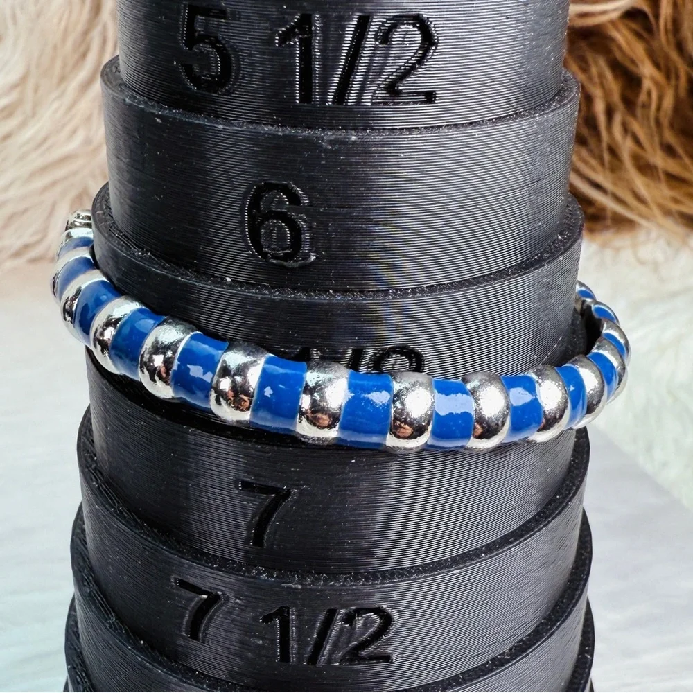 Vintage Silvertone and Blue Bangle Hinged Bracelet
